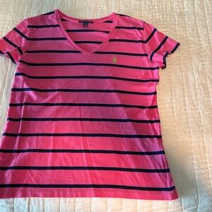 Ralph Lauren Pink and Navy Striped Tee